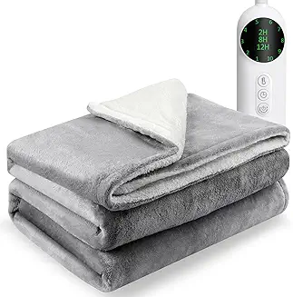 Heated throw electric blanket in grey